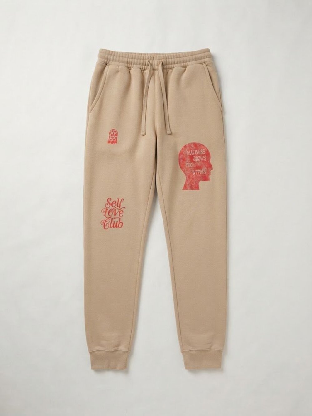 Lonely Ghost Self Love Club Unisex Joggers Sweatpants Tan Small S